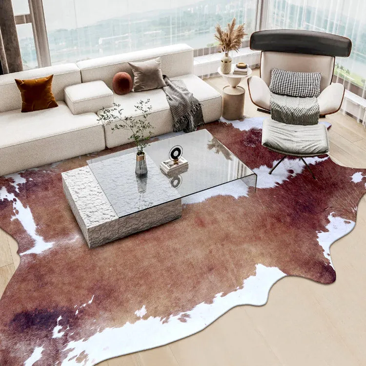 Premium Brown and White Faux Cowhide Rug