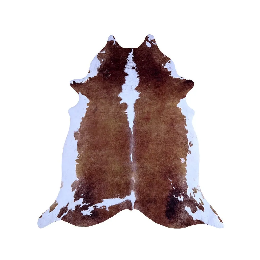 Premium Brown and White Faux Cowhide Rug