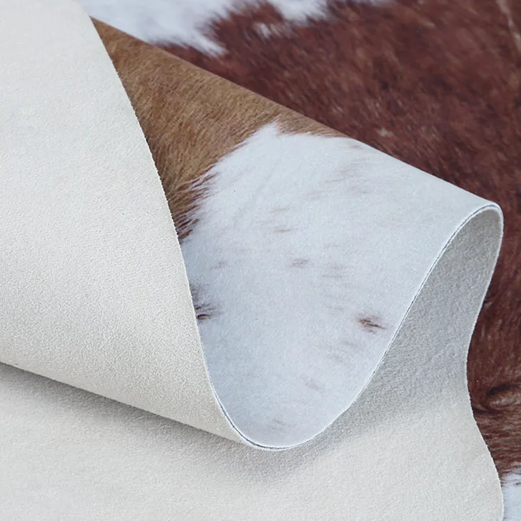 Premium Brown and White Faux Cowhide Rug