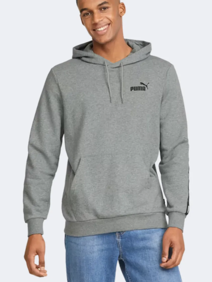 Puma Essentials Plus Tape Men Lifestyle Hoody Grey Heather