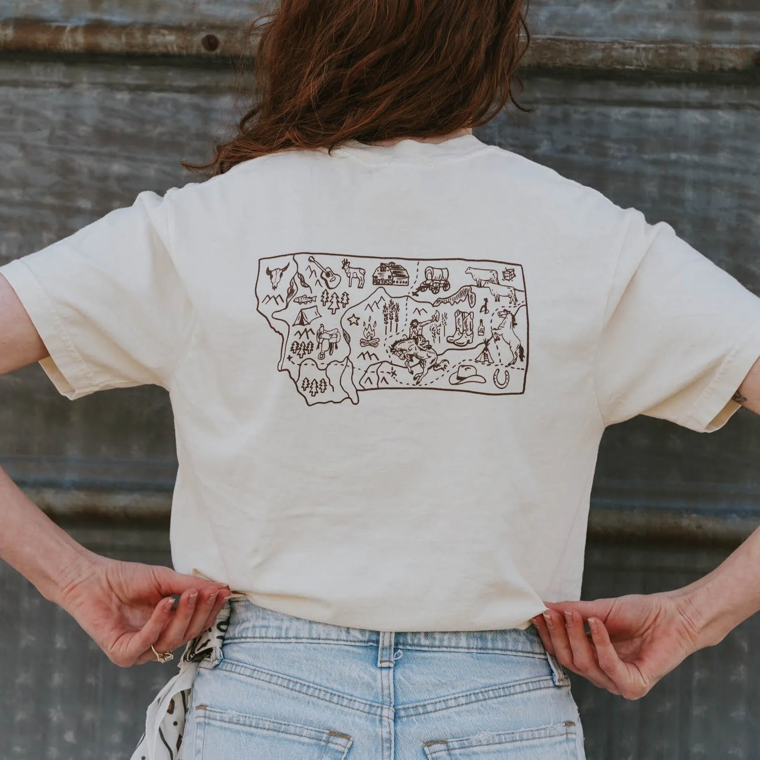 "Cowboy Country" Tee in Ivory