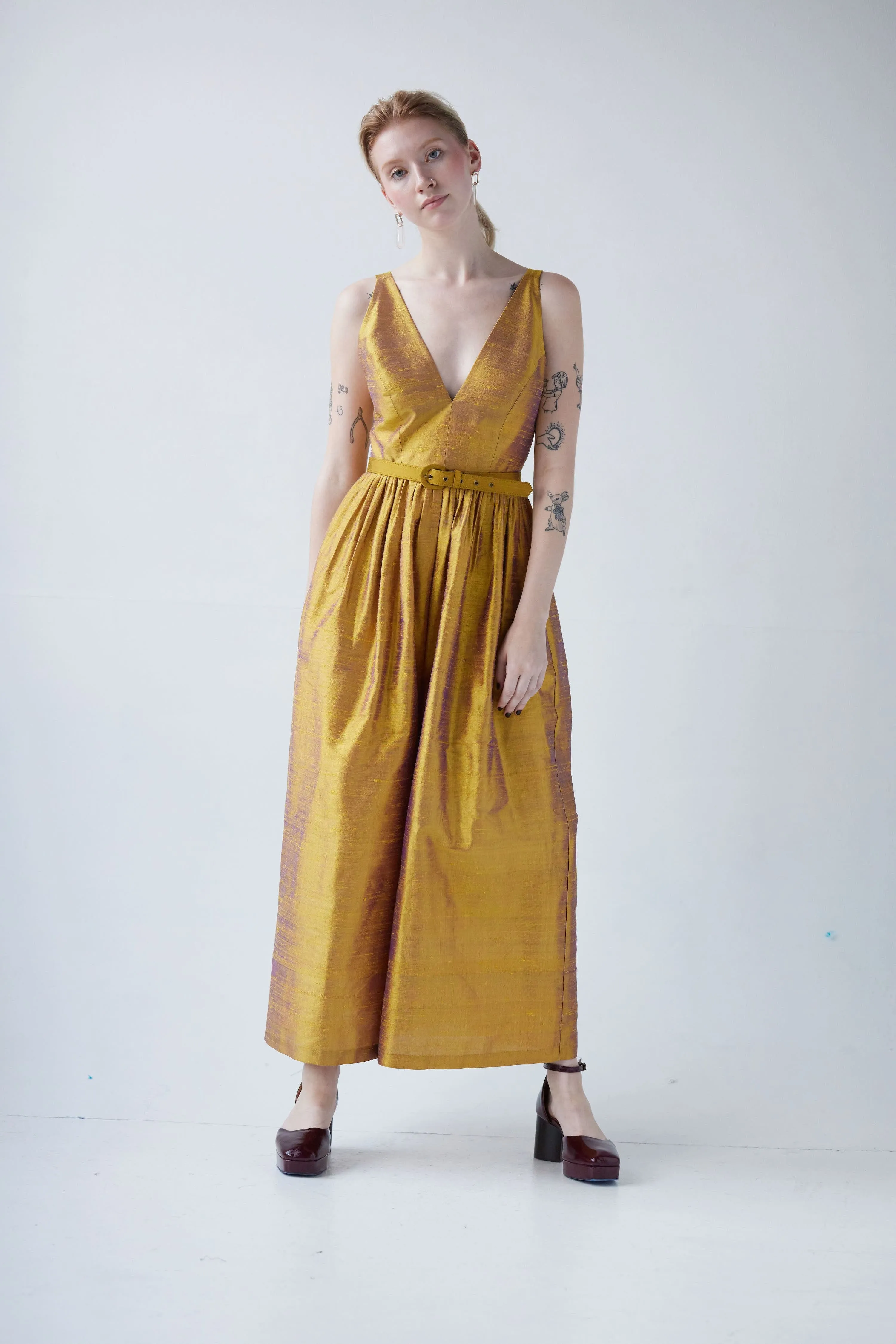 Quynh Jumpsuit in Silk Dupioni