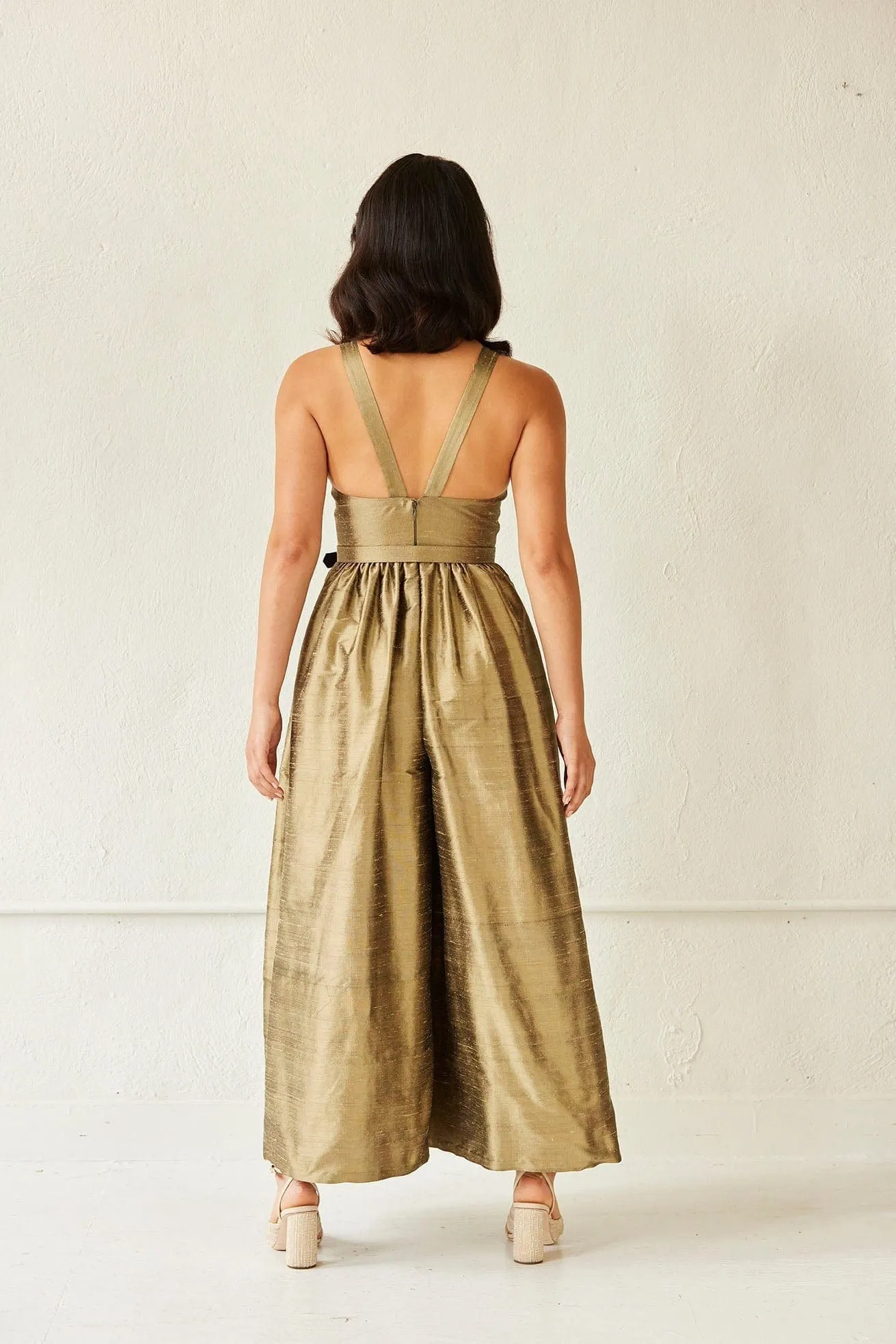 Quynh Jumpsuit in Silk Dupioni