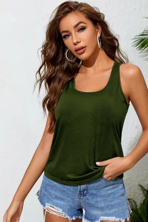 Racerback Solid Olive Green Tank Top