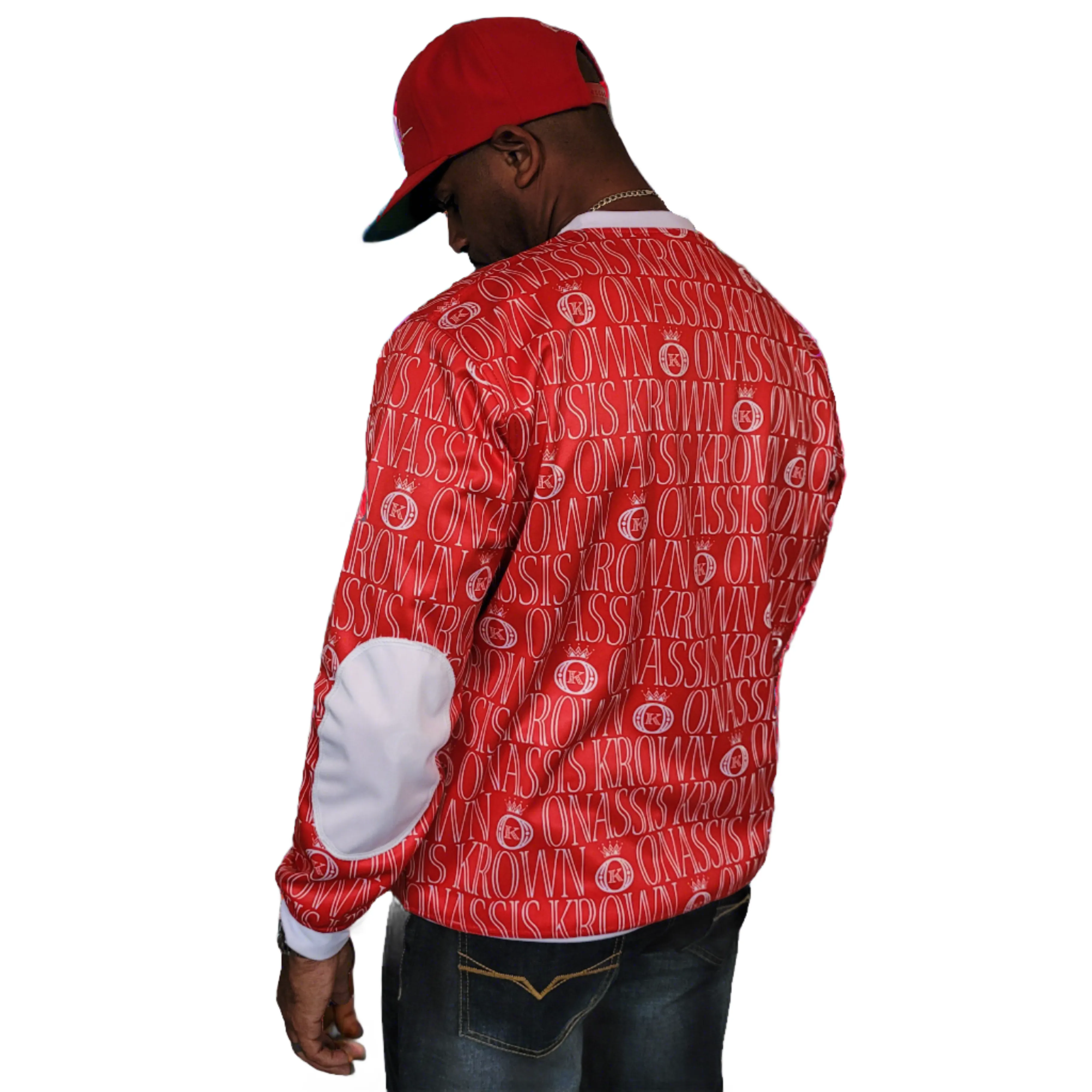 Red All Over Logo Designer Brand Monogram Pullover