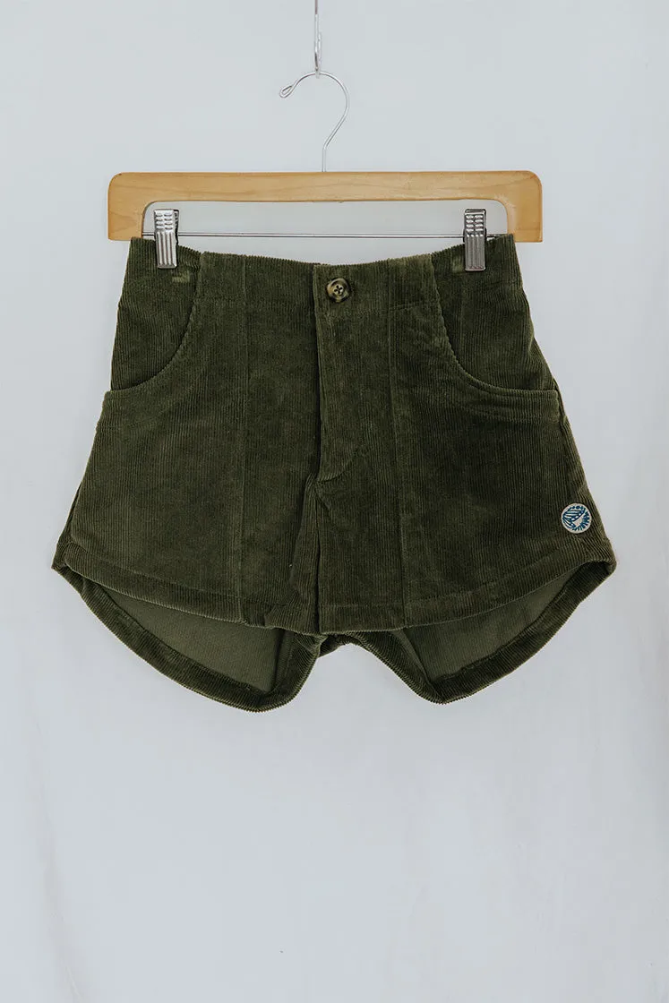 Retro Pocket Shorts - Olive Corduroy