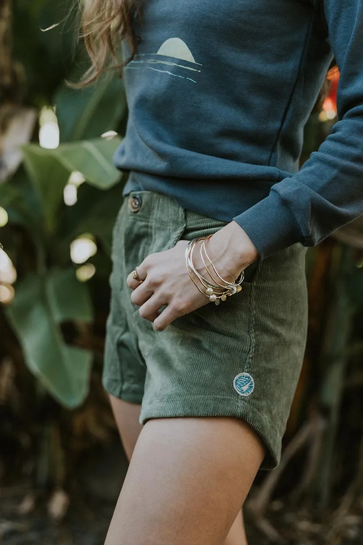 Retro Pocket Shorts - Olive Corduroy