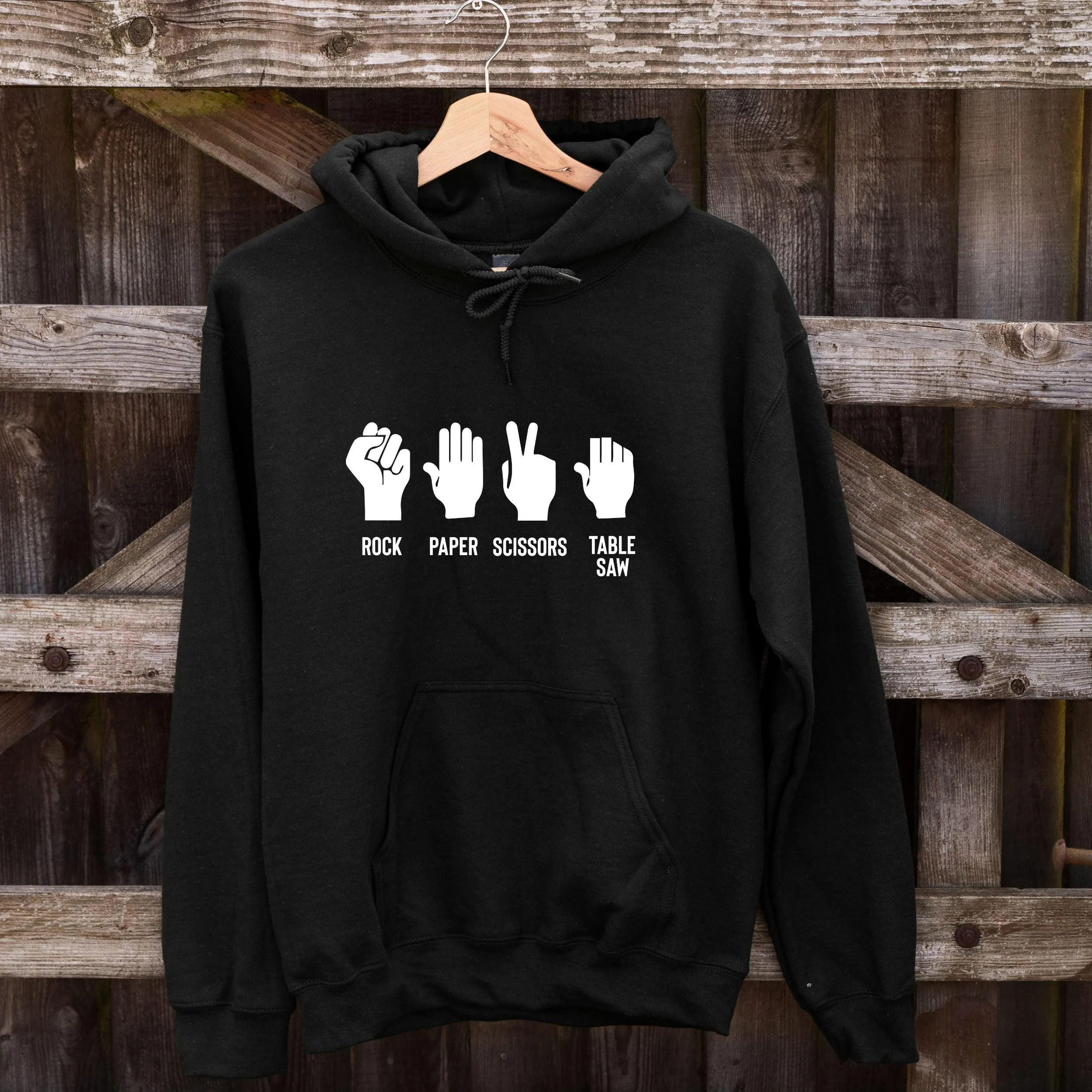 Rock Paper Scissors Table Saw Hoodie