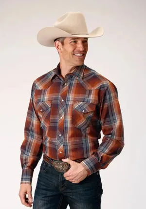 Roper Coyote Woven (Brown) - Men's Western Shirt (Closeout)