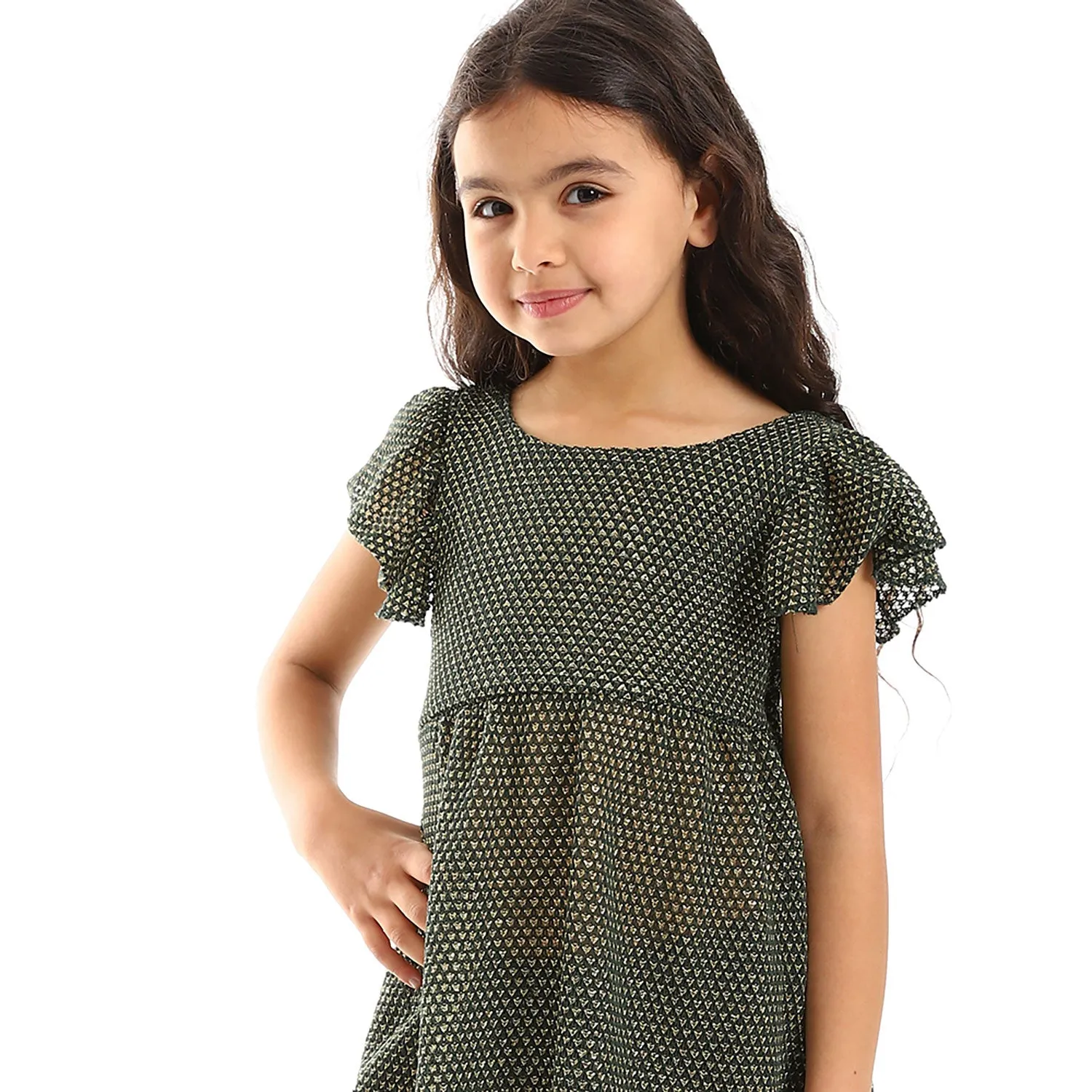 Ruffles Shoulders Girls Dress (G129) - Kady