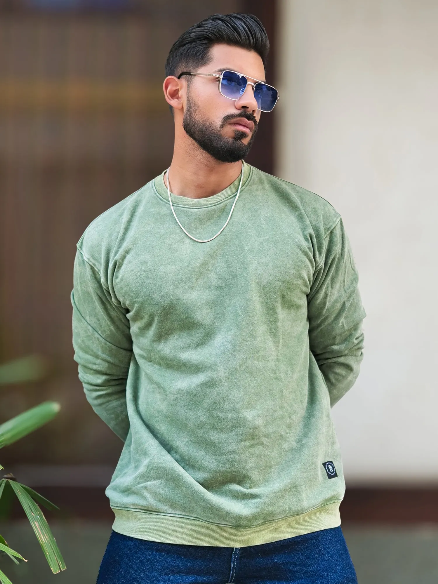 Rugged Acid Wash Hunter Green Sweatshirt