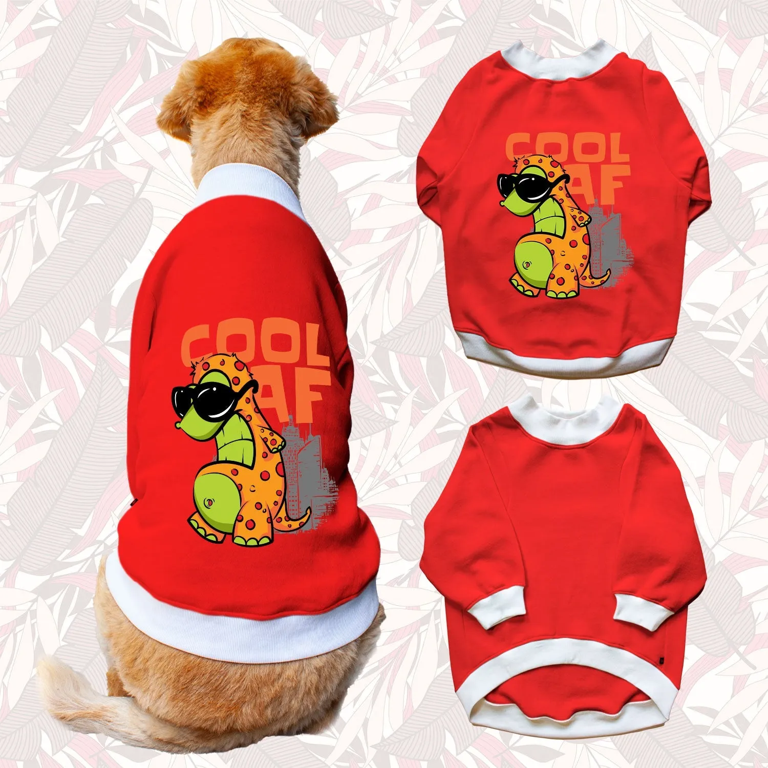 Ruse 'Basics' "Cool AF" Printed Crew Neck Full Sleeve Sweatshirt For Dogs