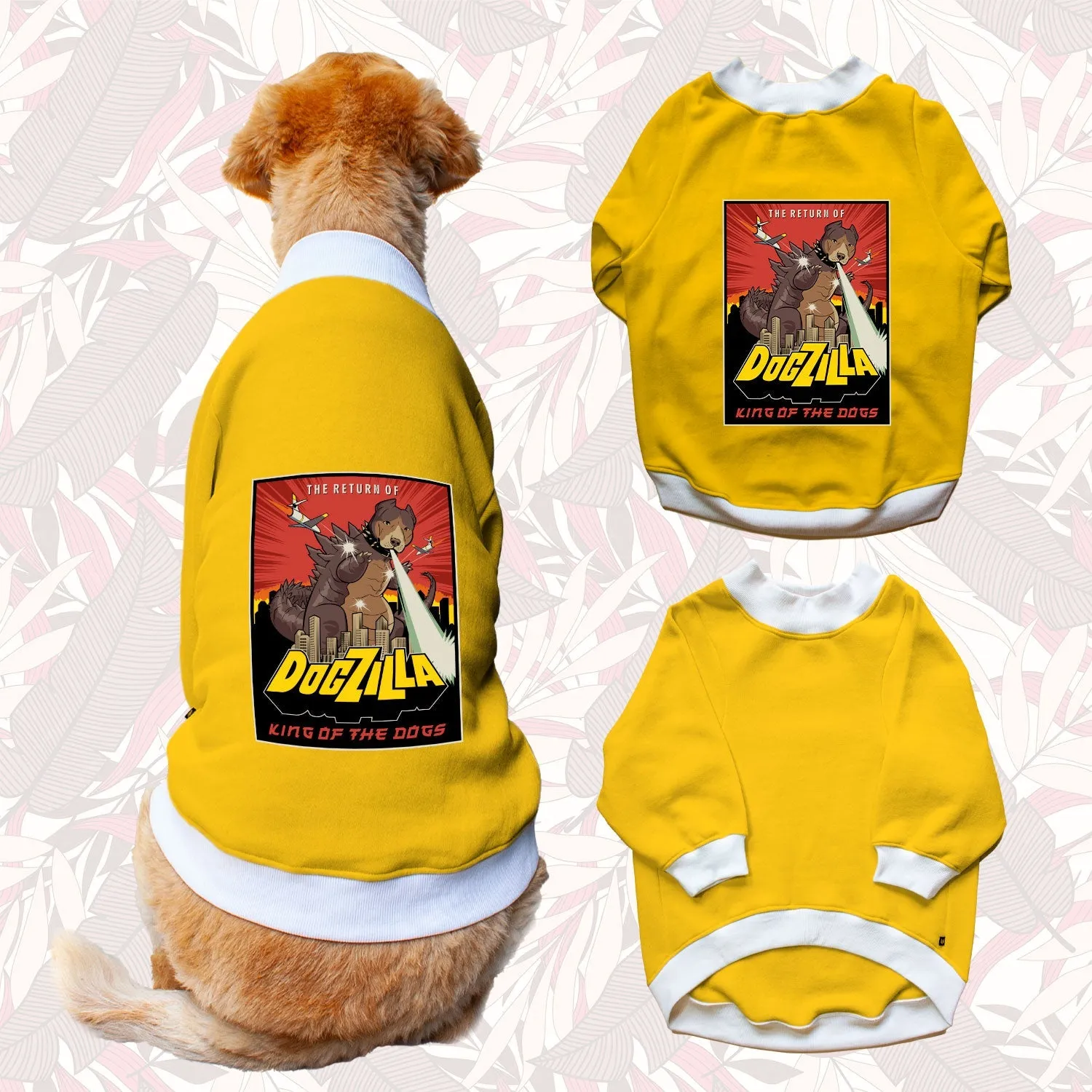 Ruse 'Basics' "Dogzilla" Printed Crew Neck Full Sleeve Sweatshirt For Dogs