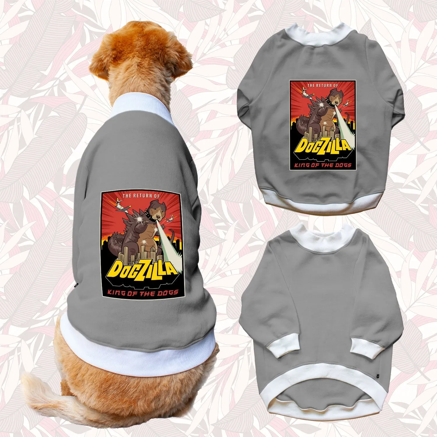 Ruse 'Basics' "Dogzilla" Printed Crew Neck Full Sleeve Sweatshirt For Dogs