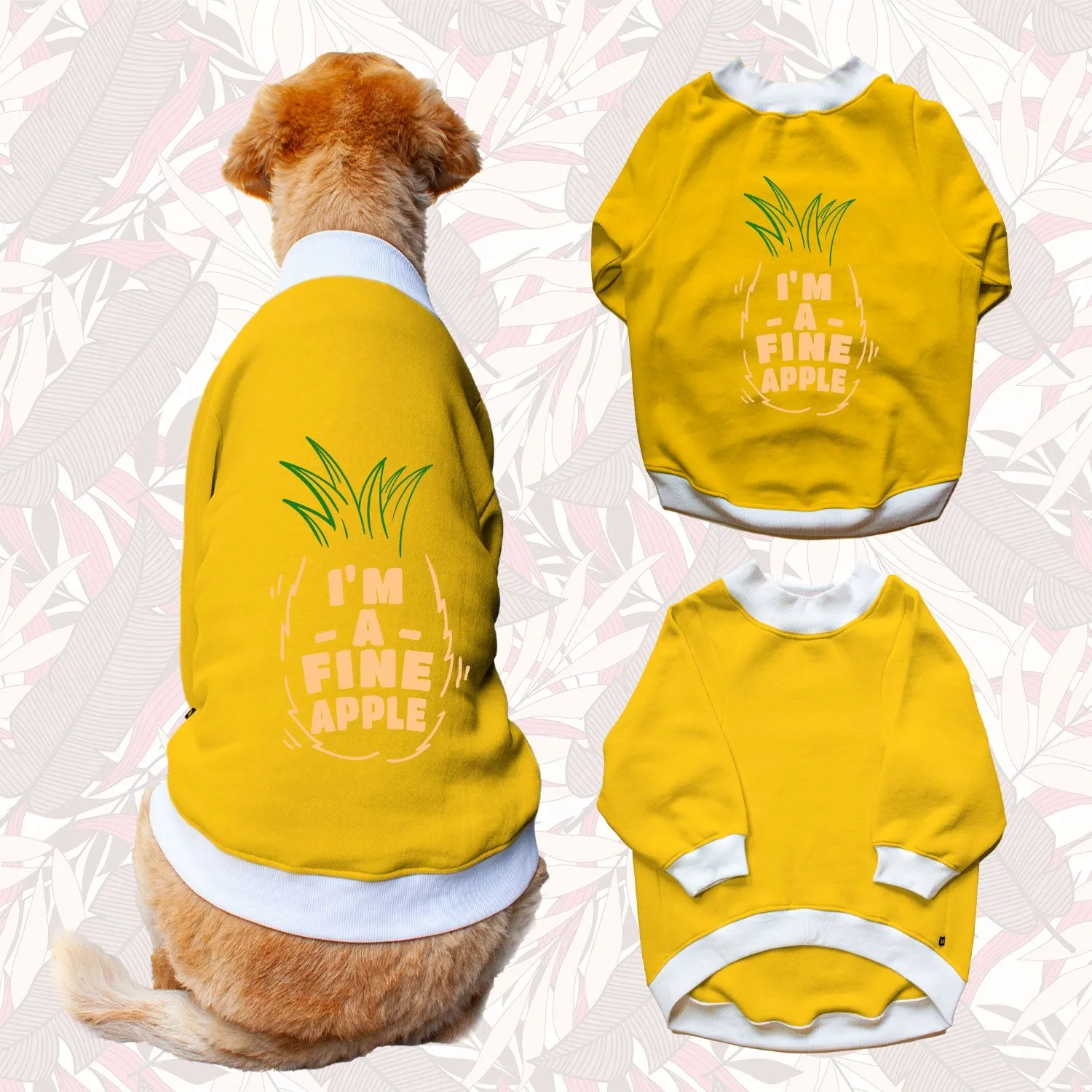 Ruse 'Basics' "Fine-apple" Printed Crew Neck Full Sleeve Sweatshirt For Dogs