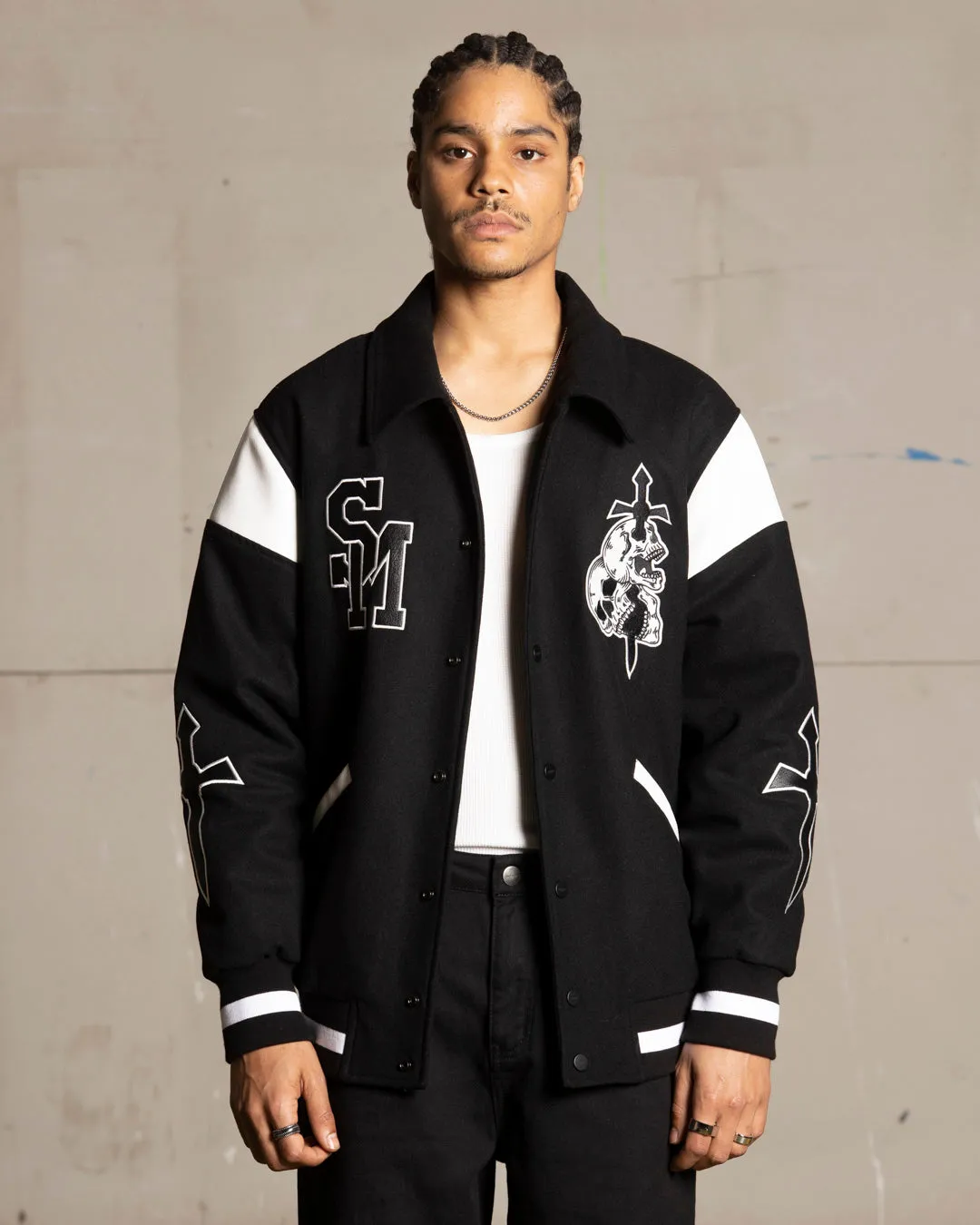 Saint Morta La Rambla Varsity Jacket Black/White