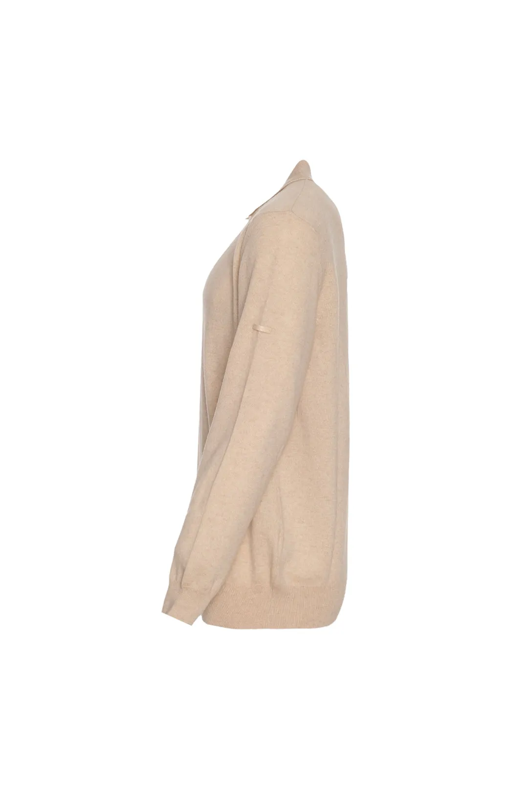 Sand Beige Pure Cashmere Men's Polo Sweater