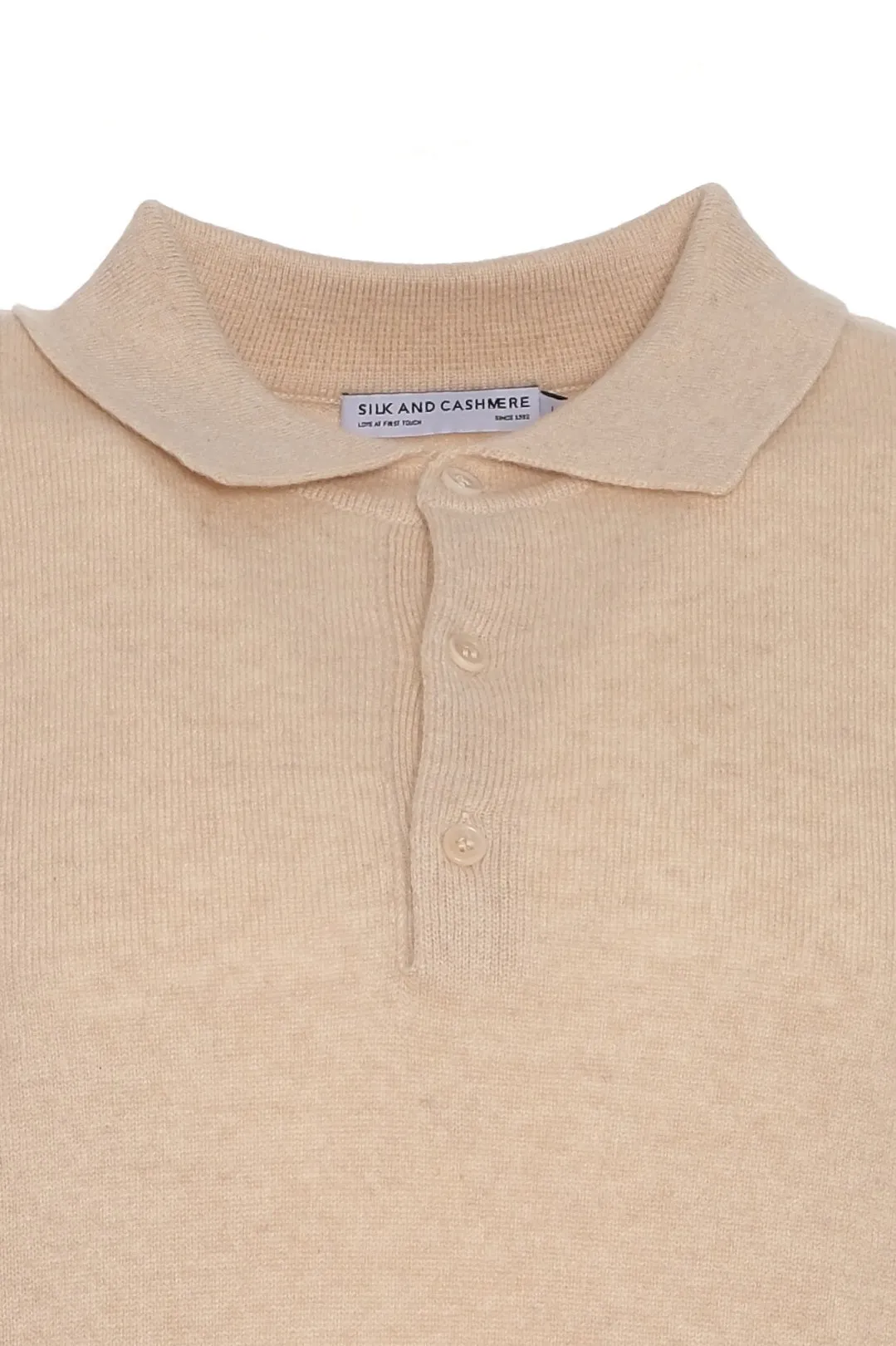 Sand Beige Pure Cashmere Men's Polo Sweater