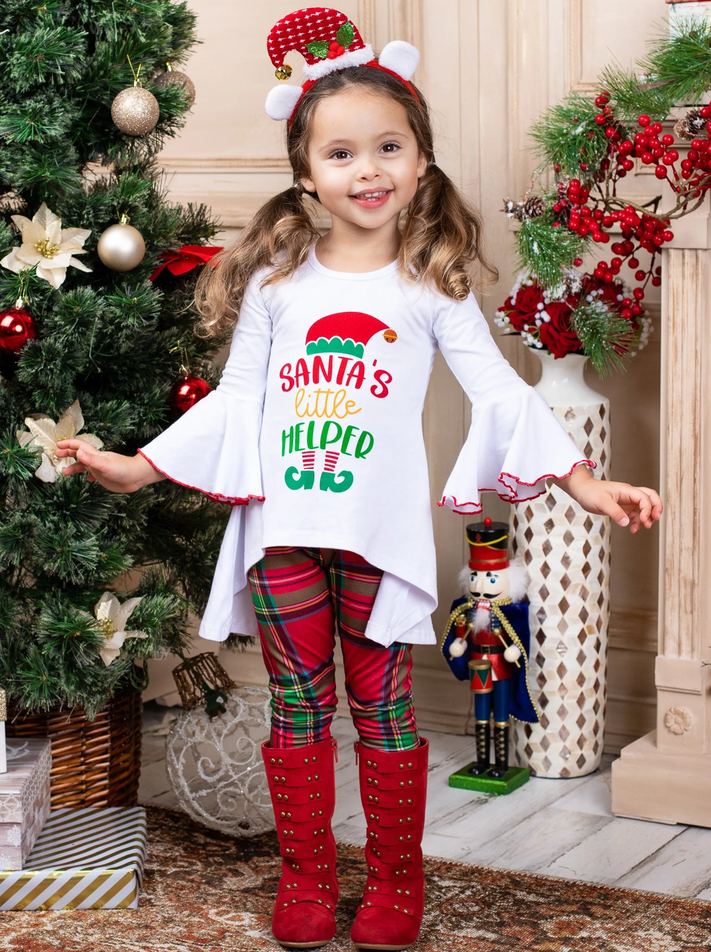 Santa's Little Helper Plaid Legging Set