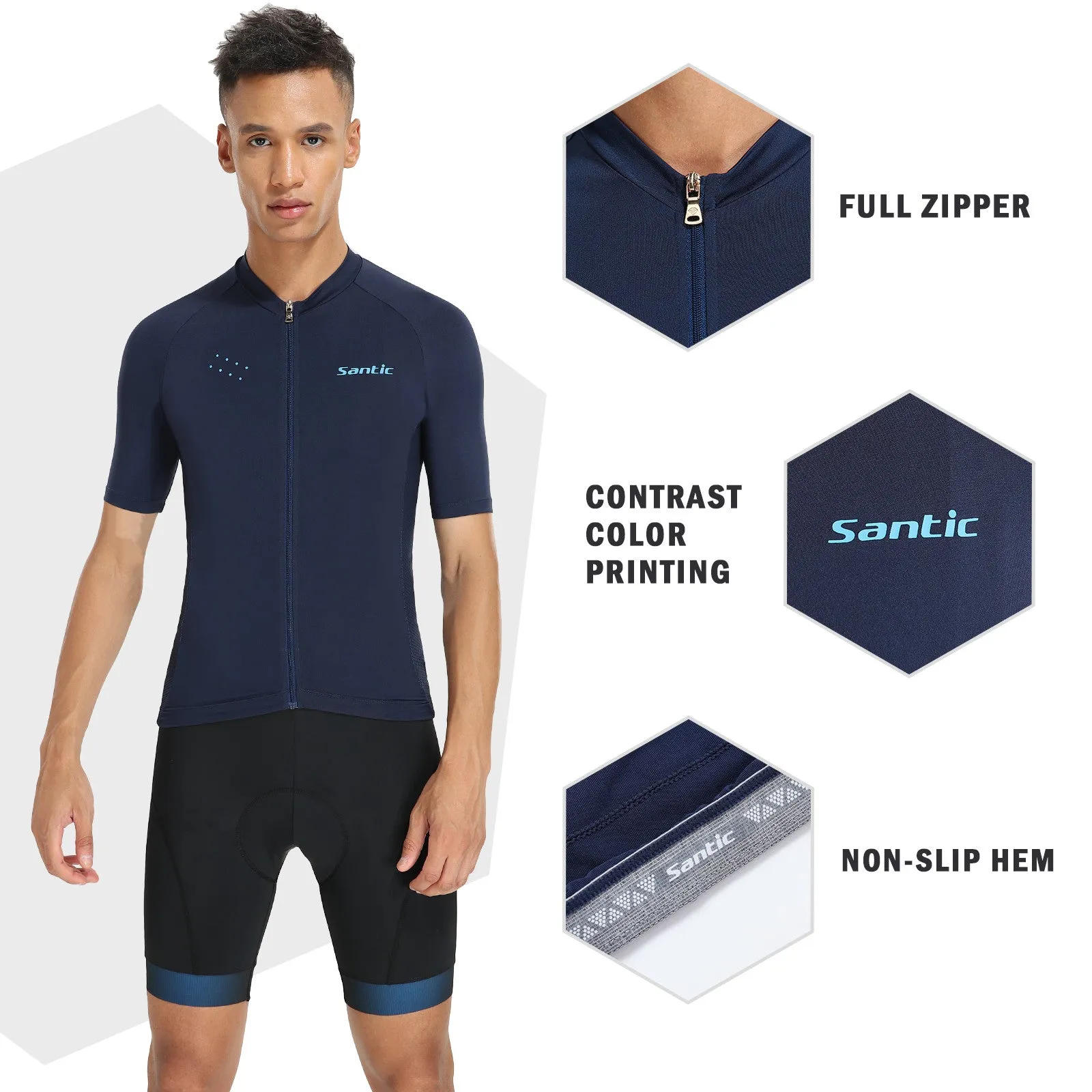 Santic Sight Pure Men Cycling short Jersey Navy