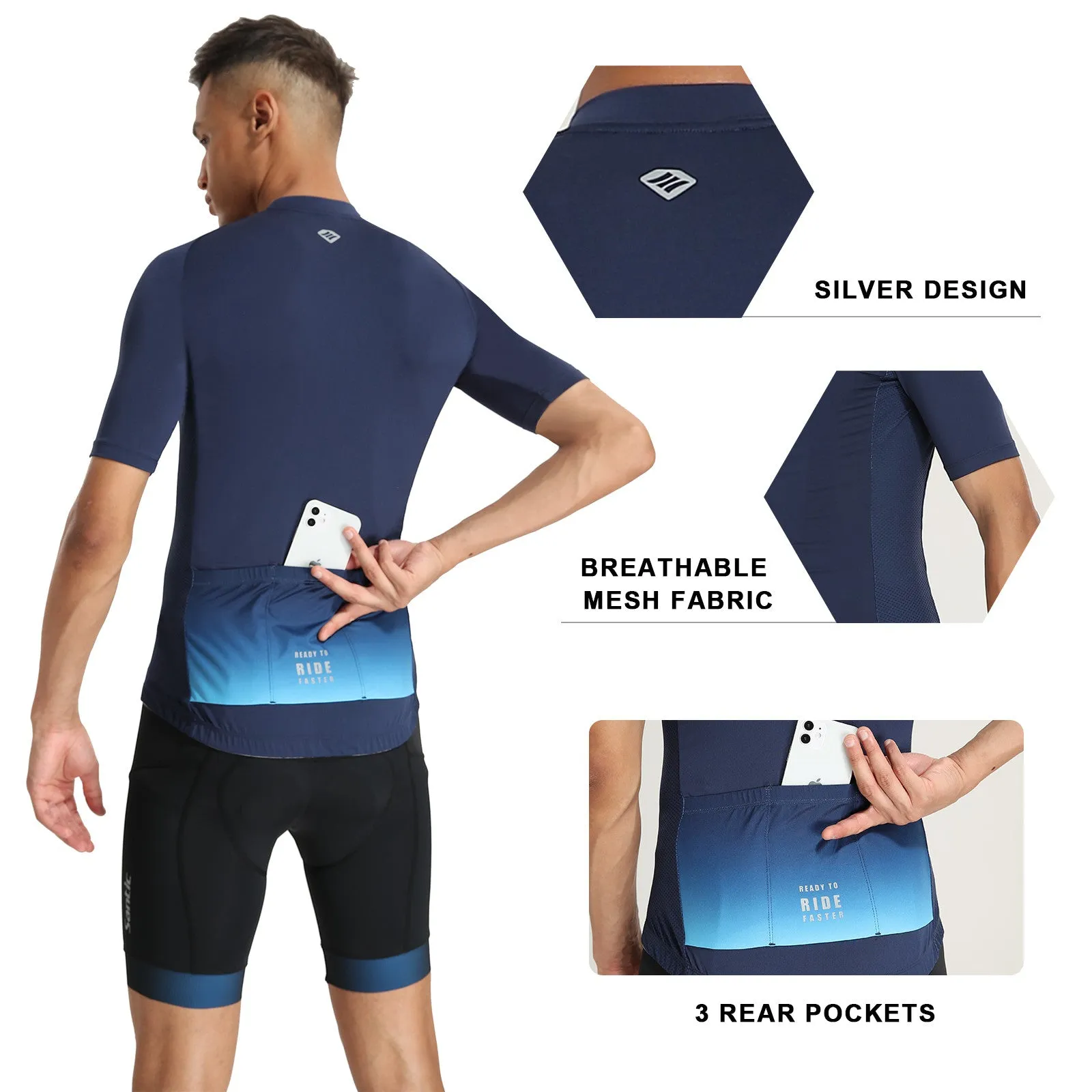 Santic Sight Pure Men Cycling short Jersey Navy