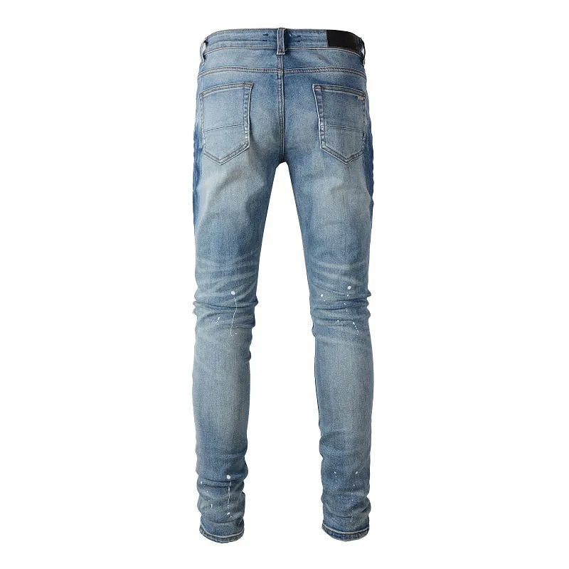 Sapphire Distressed Rhinestone Slim Jeans