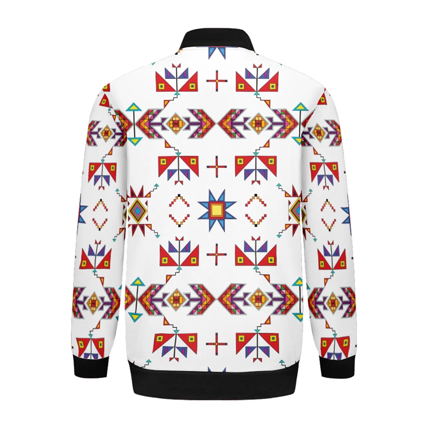 Scattered Generations White Zippered Collared Lightweight Jacket