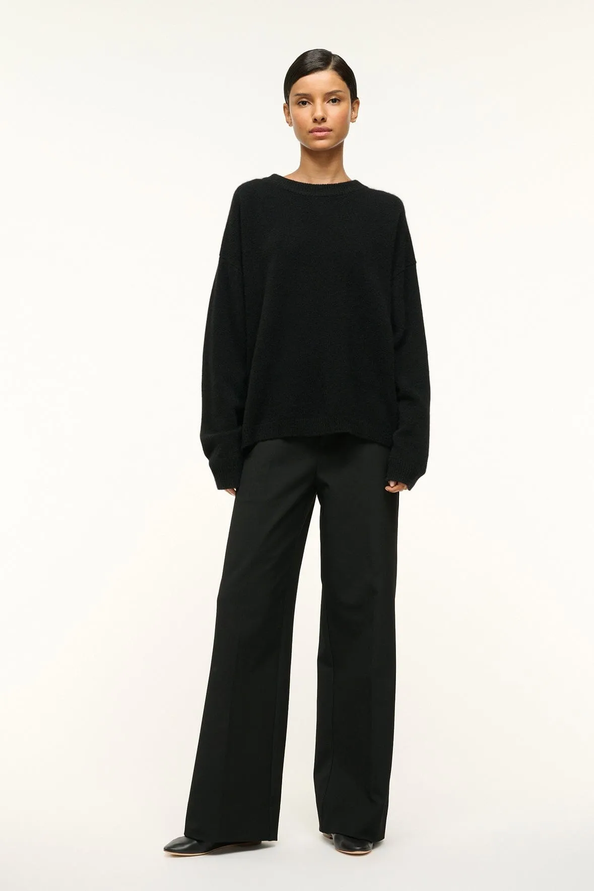 SERRANO CASHMERE RELAXED CREW | BLACK