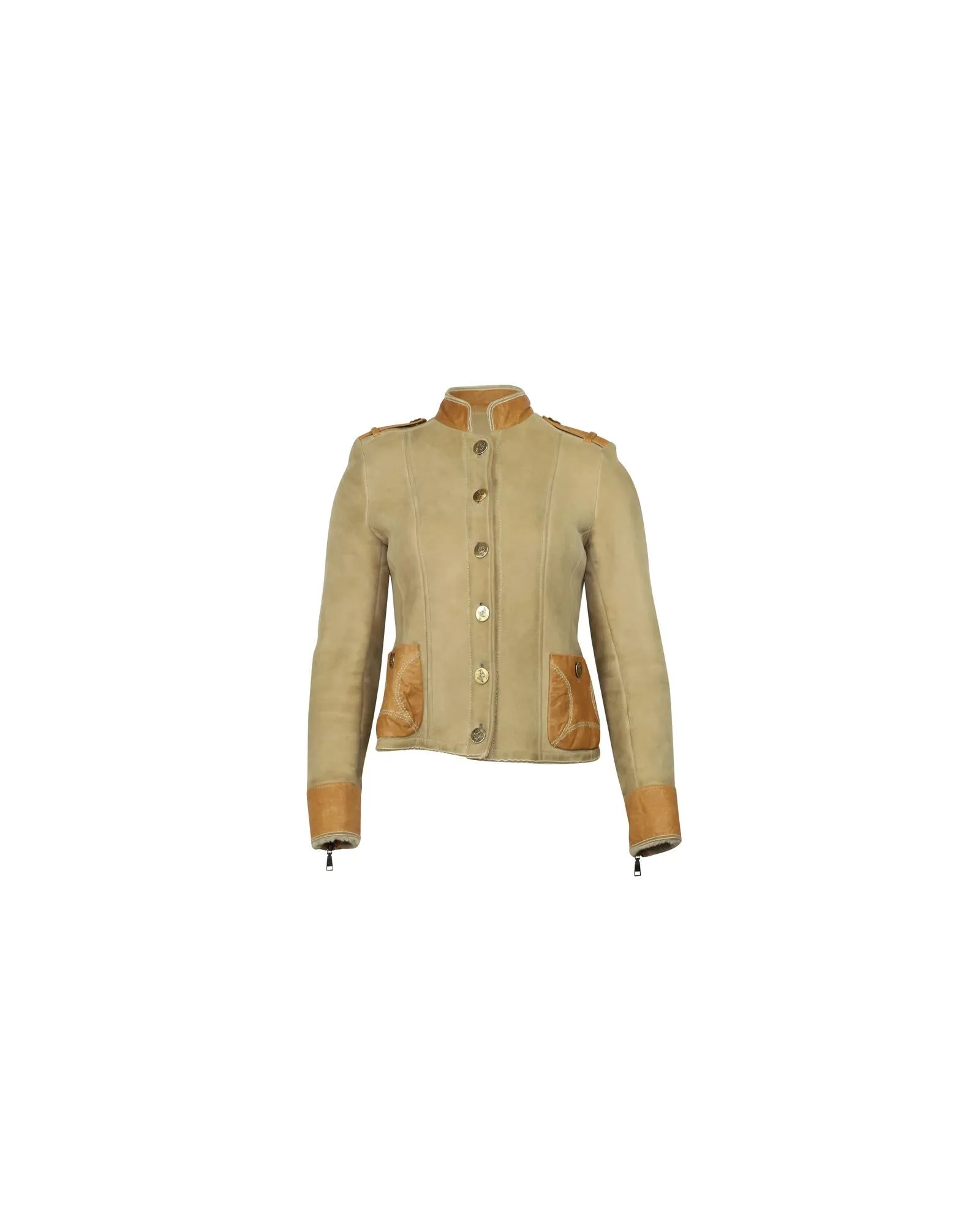 Shearling Jacket in Beige Suede