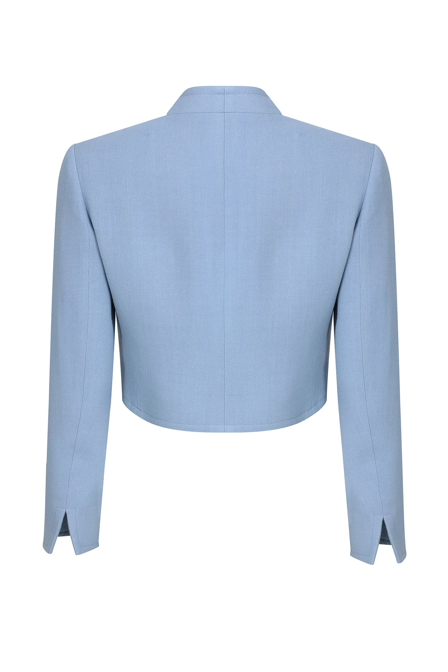 Short Ocean Blue Faille Jacket - Hermione