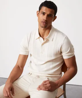 Silk Cotton Ribbed Polo in Bisque