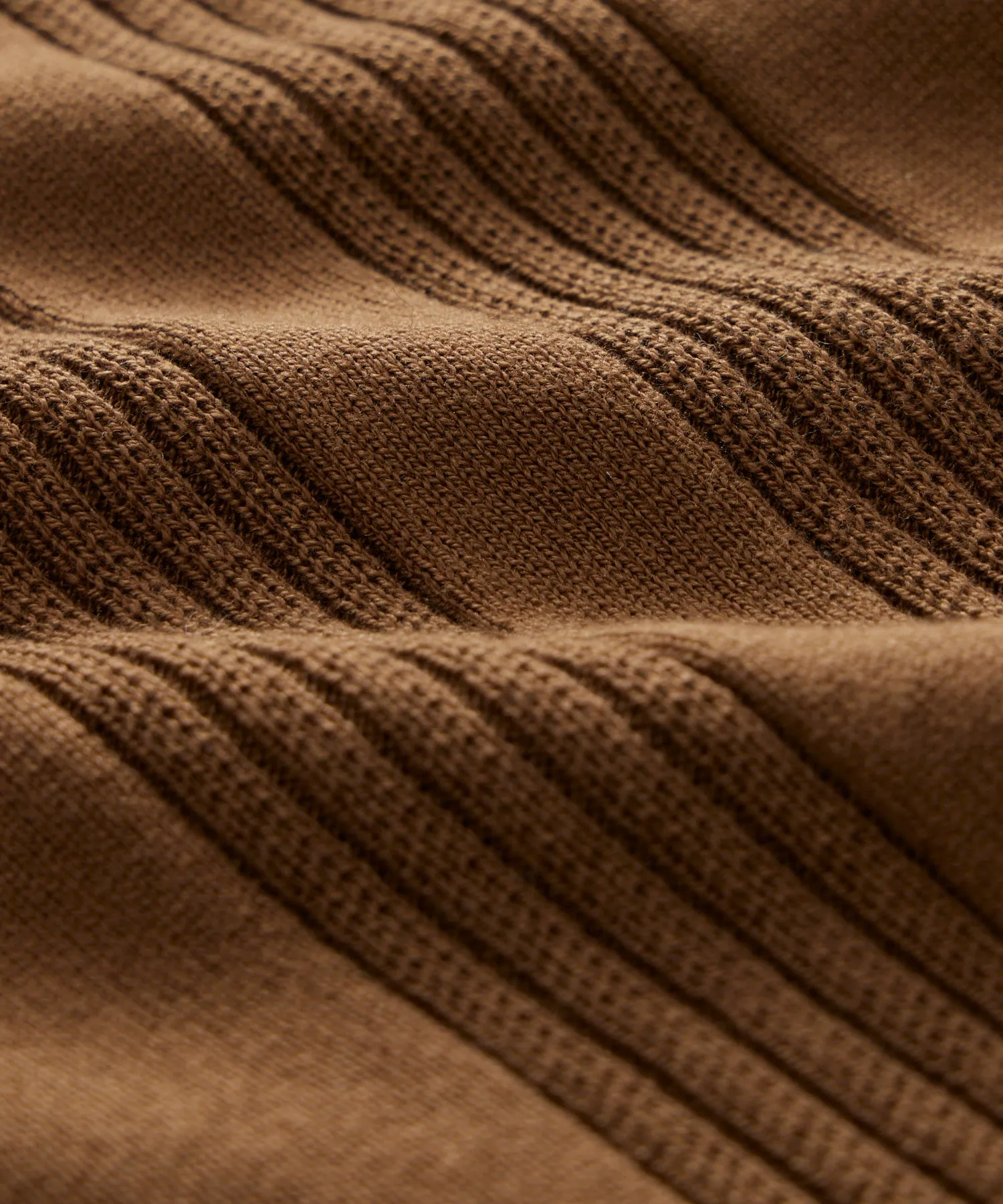 Silk Cotton Ribbed Polo in Espresso Bean