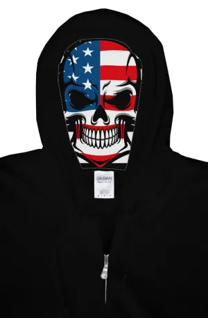 Skull Flag Gildan Zip Hoody - Ships from The US