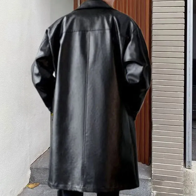 Solid Leather Loose Coat