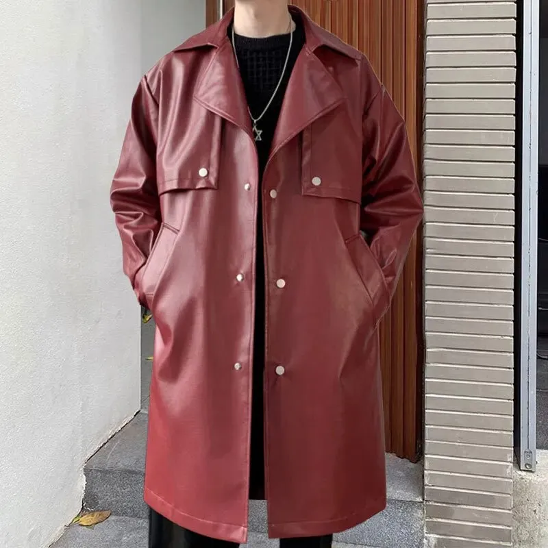 Solid Leather Loose Coat