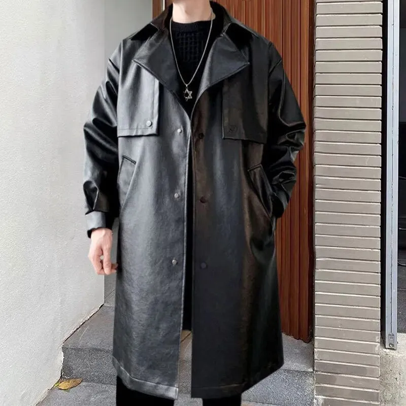 Solid Leather Loose Coat