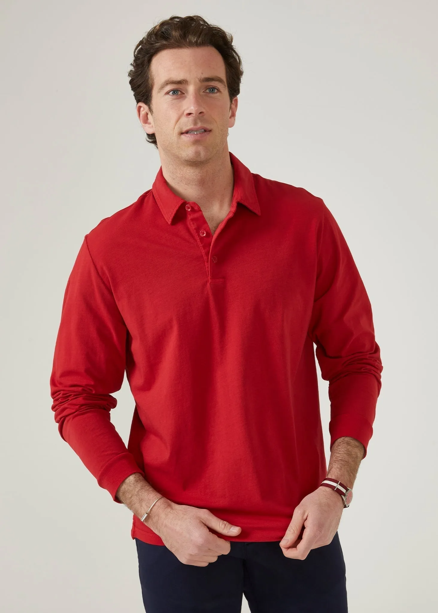 Storwood Long Sleeve Polo Shirt In Rosso