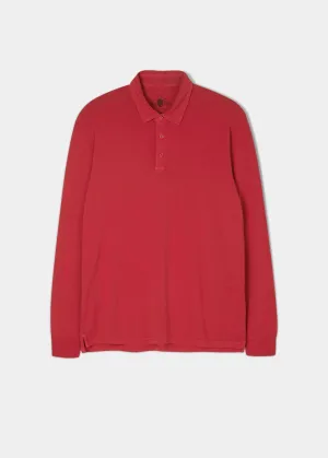 Storwood Long Sleeve Polo Shirt In Rosso