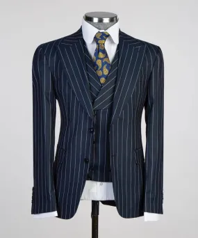 Striped Dark Blue Color Suit