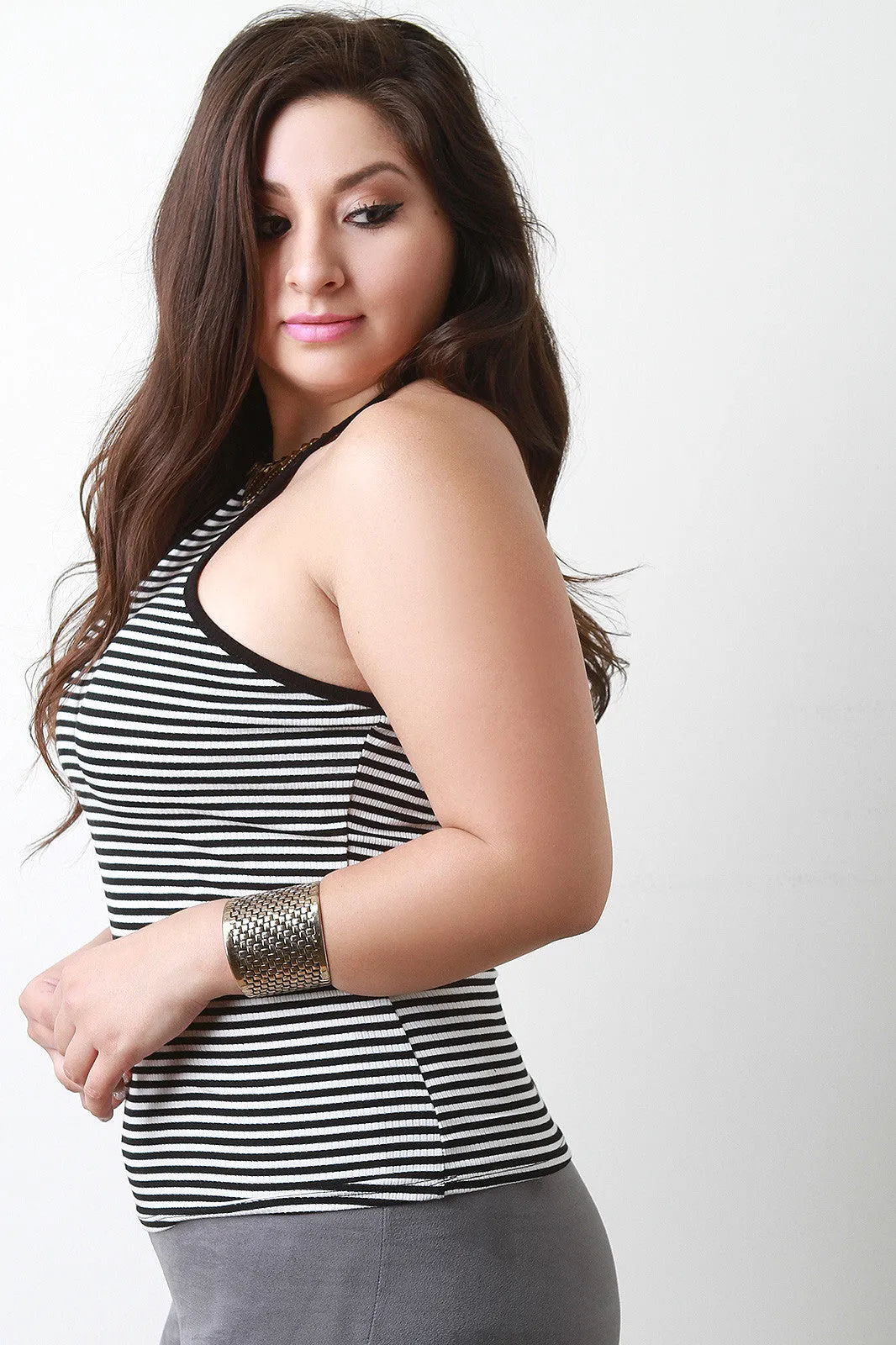 Striped Rib Knit Tank Top