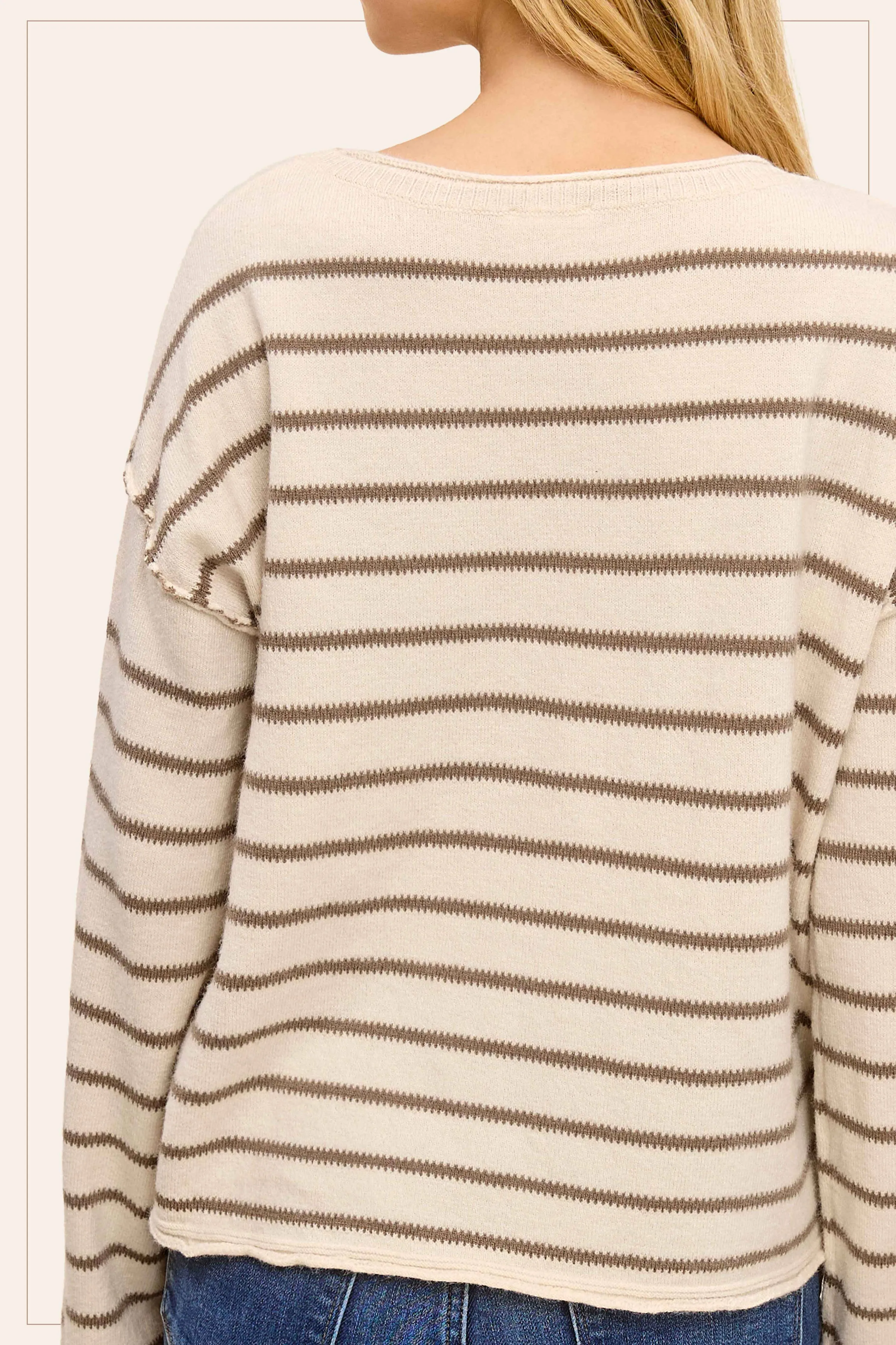 Striped Round Neck Loose Fit Long Sleeve Sweater