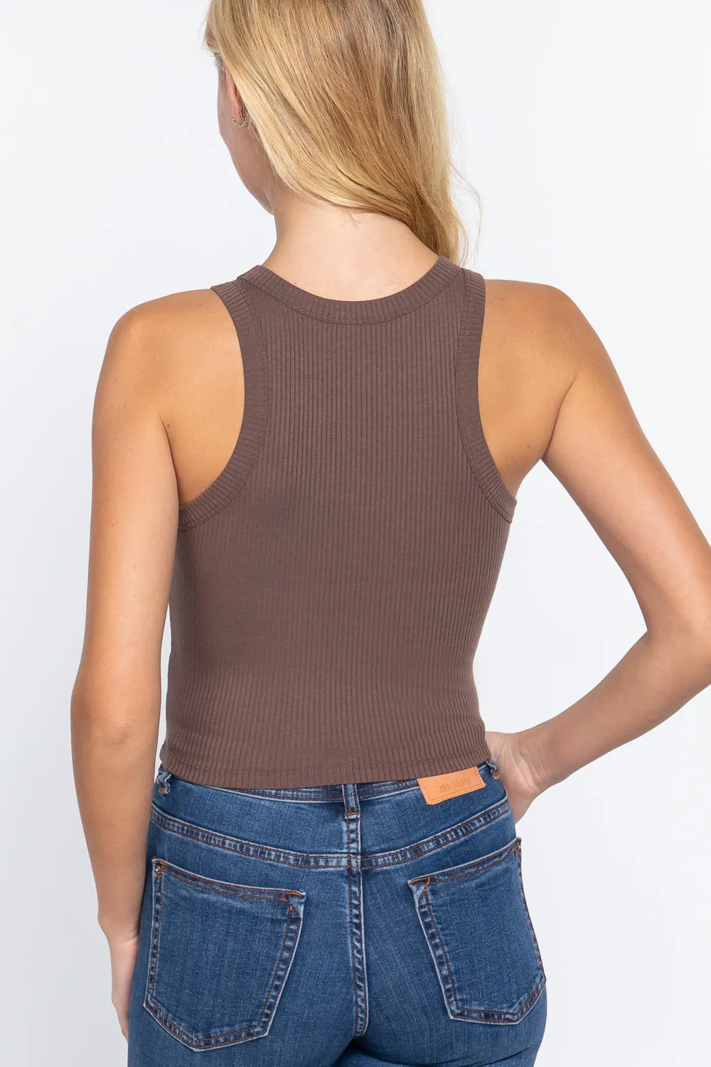 Summer Fashion Ribbed Halter Neck Crop Top