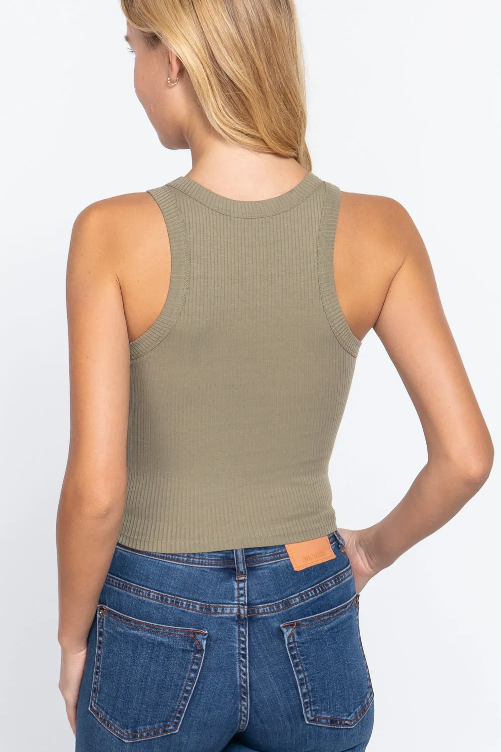 Summer Fashion Ribbed Halter Neck Crop Top