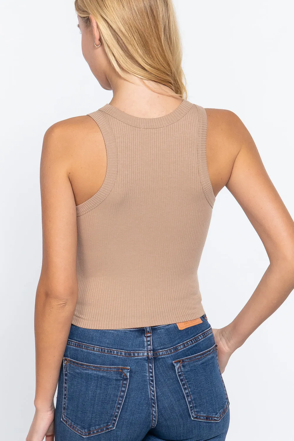 Summer Fashion Ribbed Halter Neck Crop Top