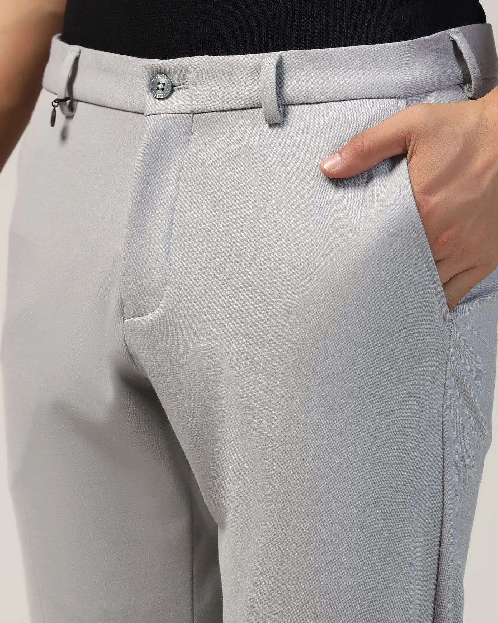 Super Slim Phoenix Formal Light Grey Solid Trouser - Oak