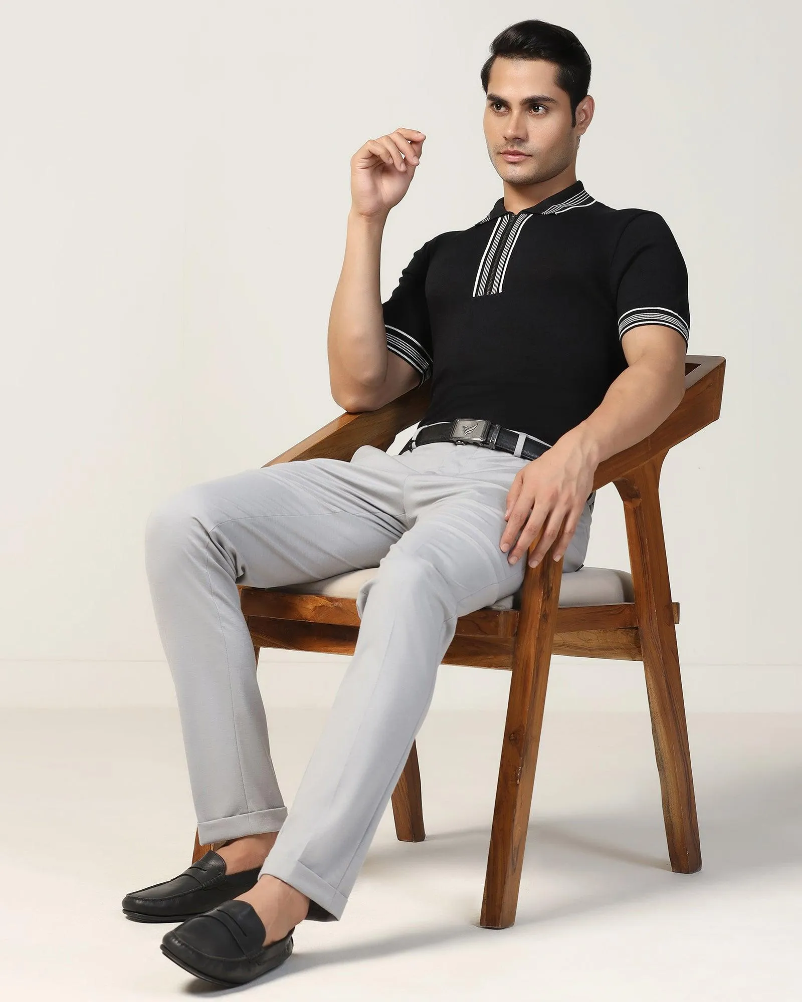 Super Slim Phoenix Formal Light Grey Solid Trouser - Oak