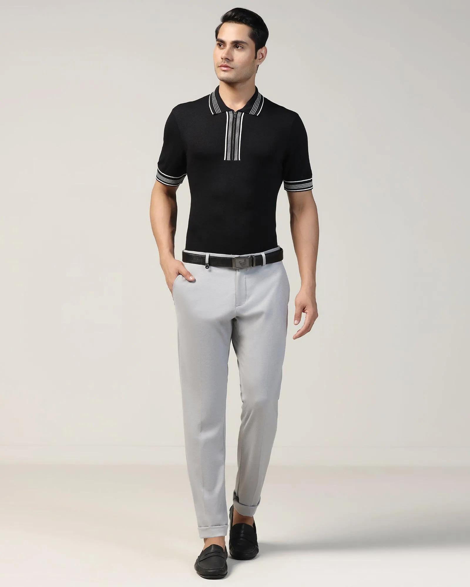 Super Slim Phoenix Formal Light Grey Solid Trouser - Oak