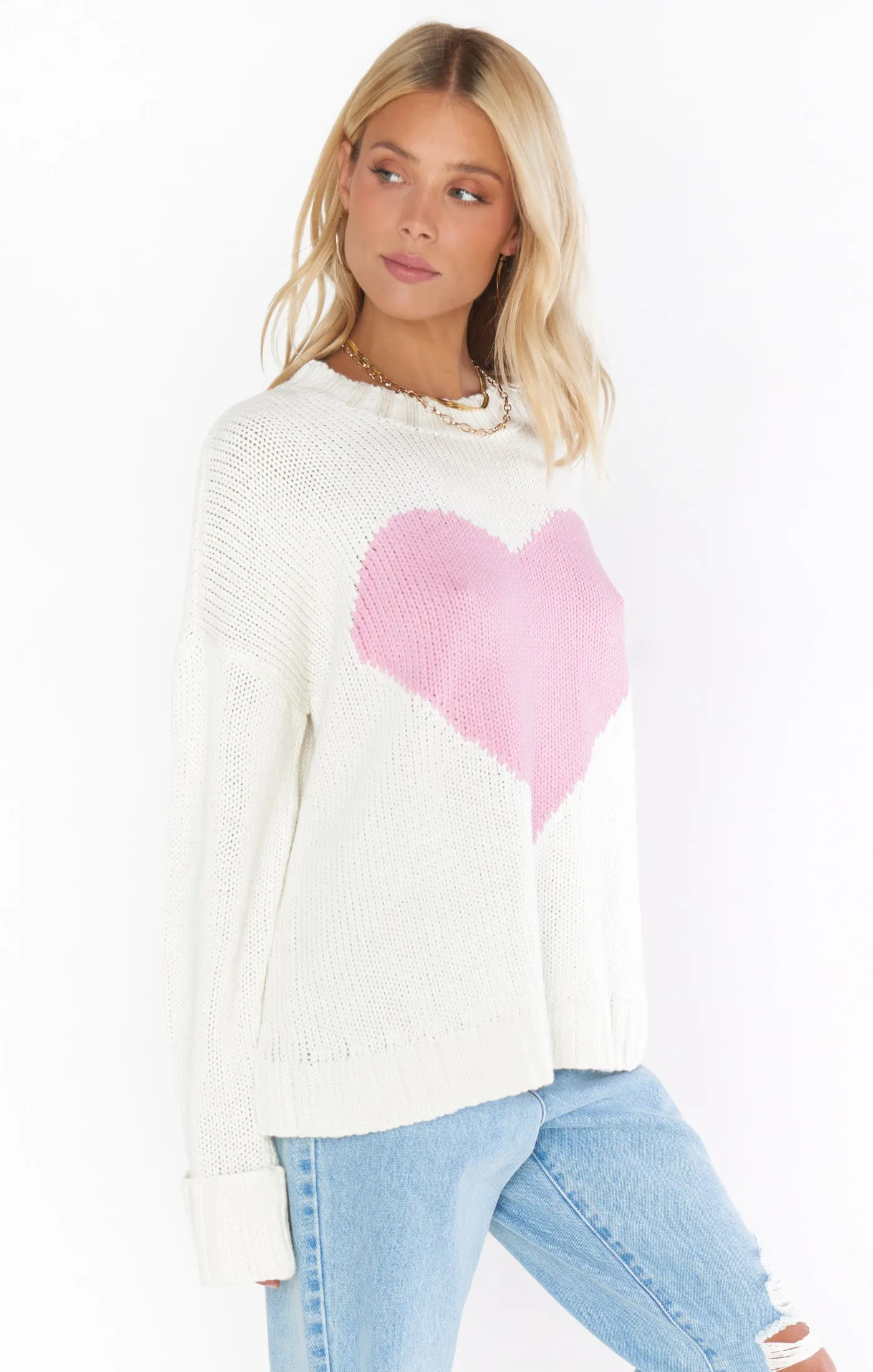 Sweetheart Sweater ~ Pink Heart Knit