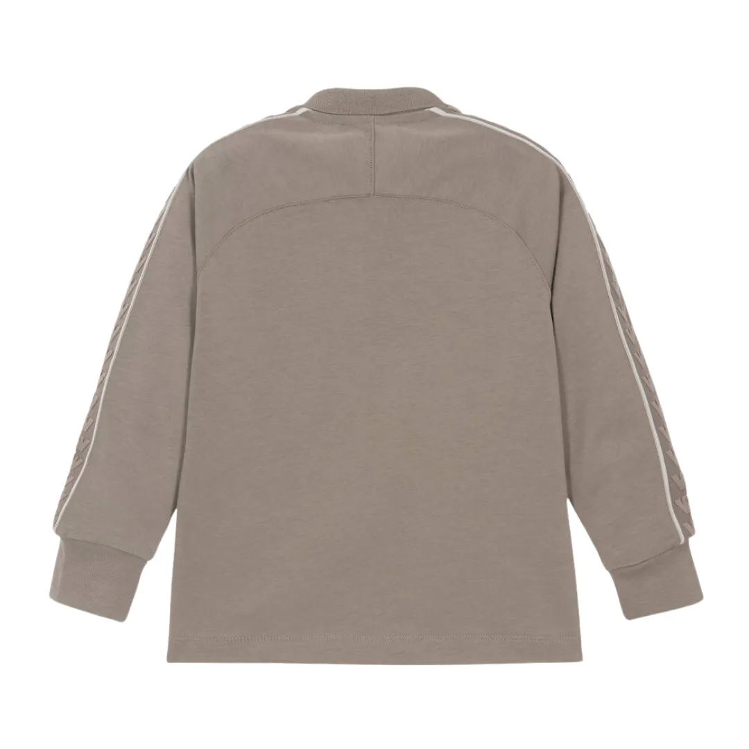 Taupe Logo Long Sleeve Polo