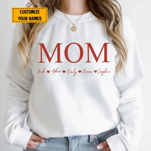 Teesdily | Mom Customized Kid Name Shirt, Mom Minimalist Style Hoodie Sweatshirt Mug, Mothers Day Gift From Son Daughter, Personalized Gifts